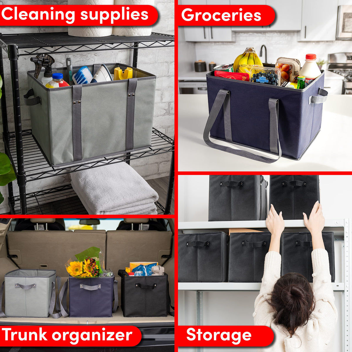 BAG-THAT! 4pk versatile tote supports groceries, toys, crafts, and more