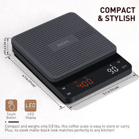 BAGAIL BASICS coffee scale compact design fits in small cabinets.