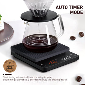 BAGAIL BASICS coffee scale with timer helps track brew time accurately.
