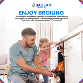 Bagean broiler rack included offers elevated airflow and crispy edges.