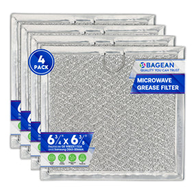 Bagean microwave filter close-up in aluminum; enhances air quality by trapping grease.