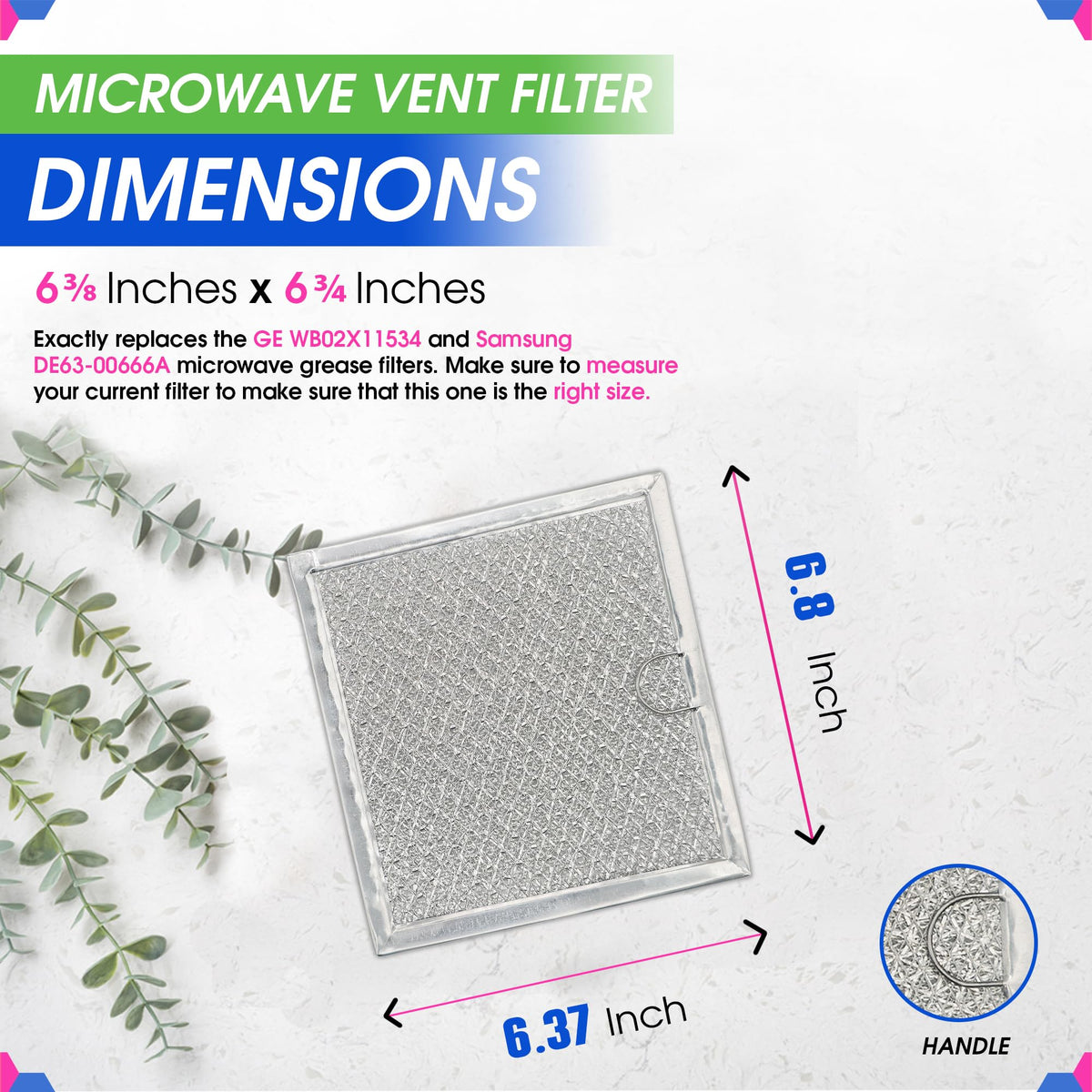Bagean replacement filter sized to fit GE WB02X11534 and Samsung DE63-00666A.