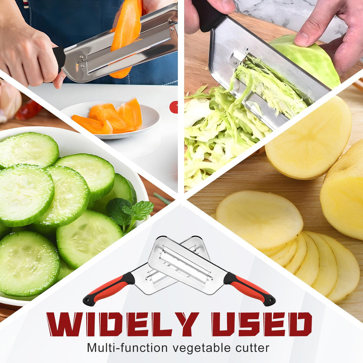 Bagistes Double-layer Slicer demonstrates uniform slices in one swift motion for efficient prep.