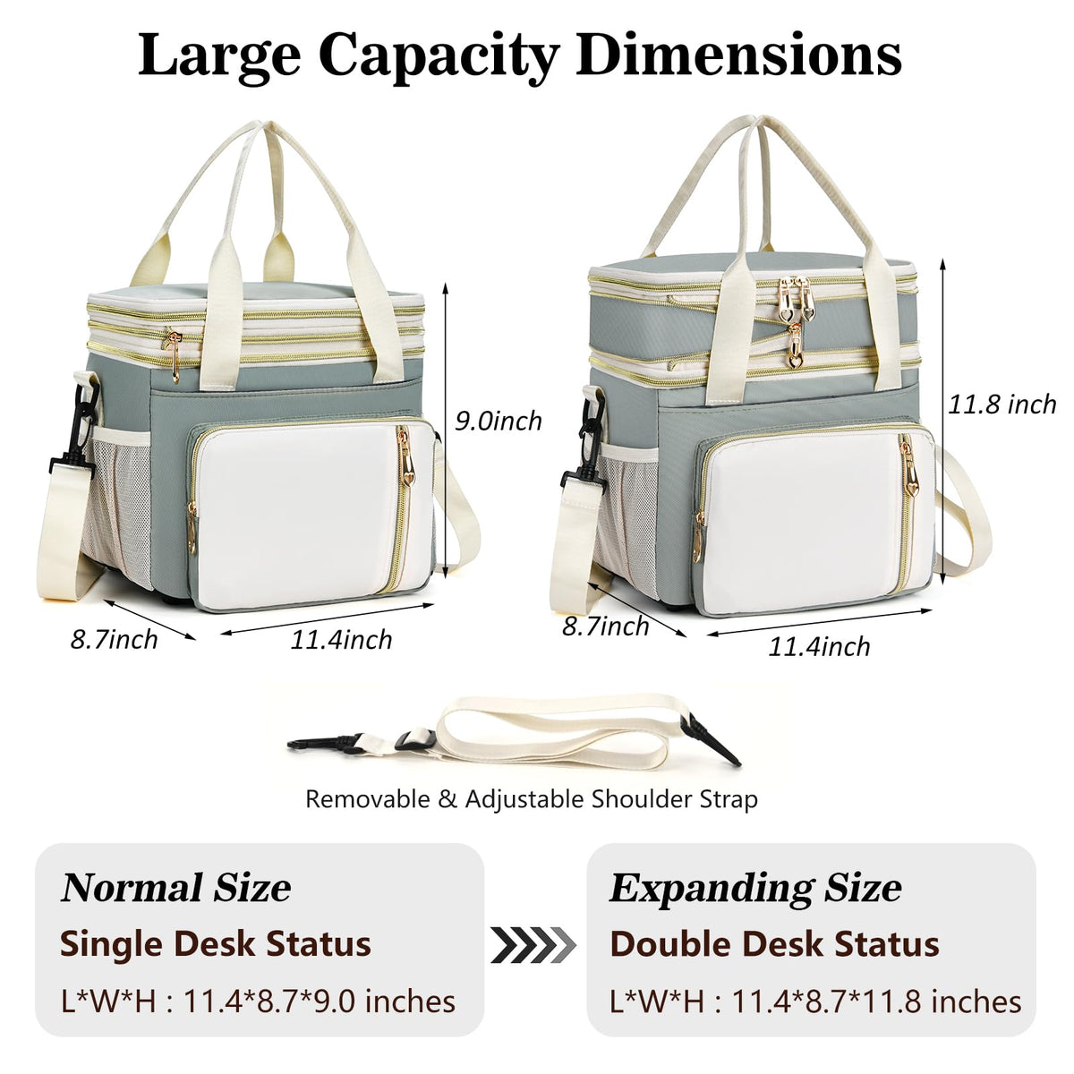 BAGNN bag interior features mesh pocket and side pockets for utensils and bottles.