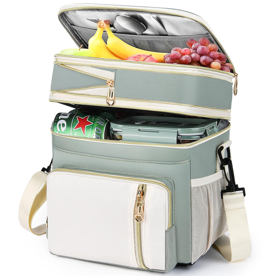 BAGNN lunch box expandable top compartment showing extra space for snacks.