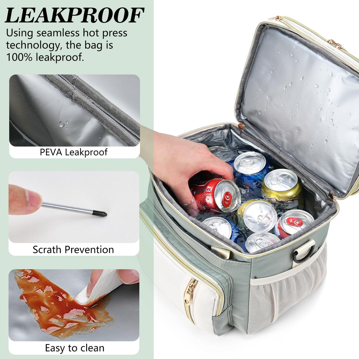 BAGNN leakproof interior prevents spills inside the bag during transit.