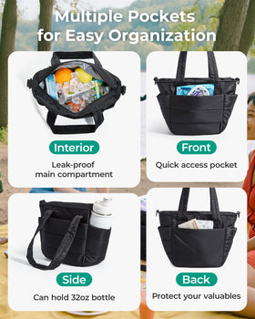 BAGSMART fits 32oz bottles in side pockets for on-the-go drinks.