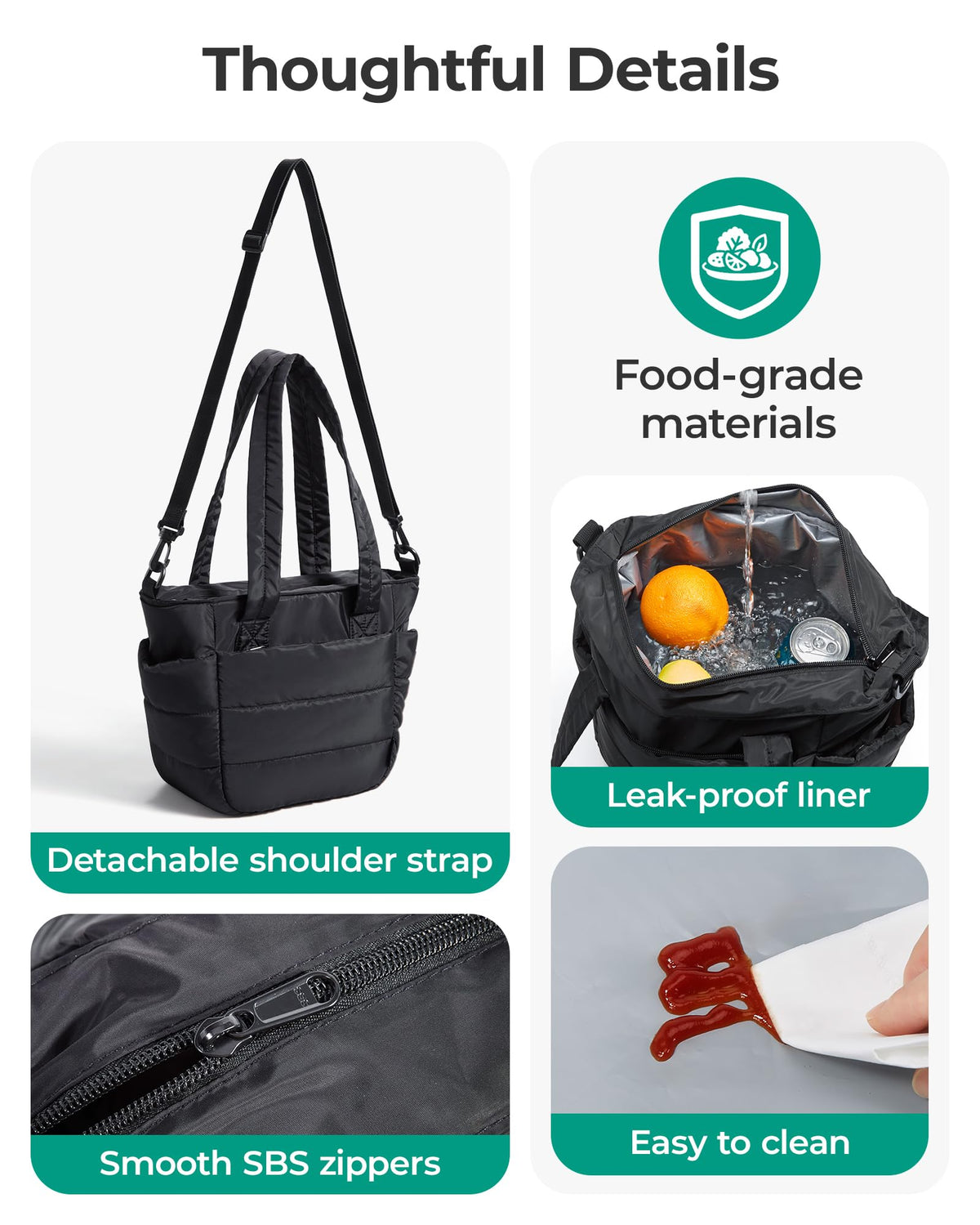 BAGSMART easy-clean interior makes post-use care simple.