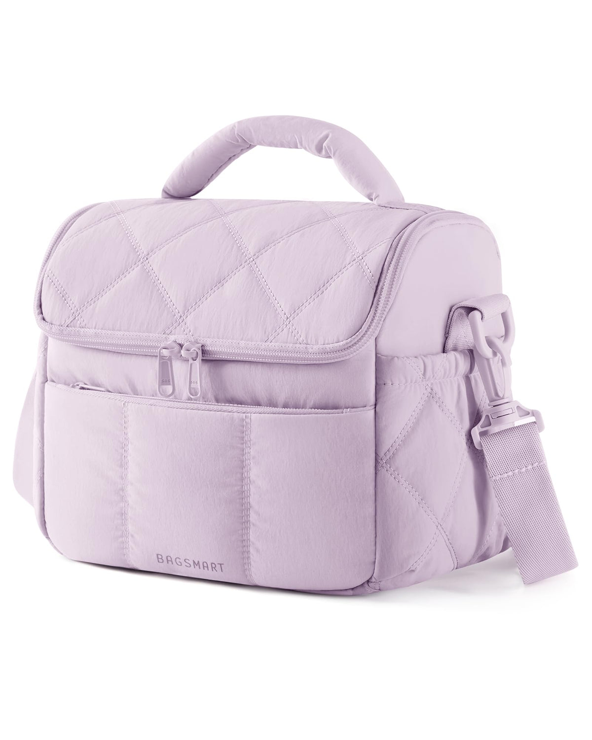 BAGSMART insulated lunch bag quilted front view, portable for work or travel