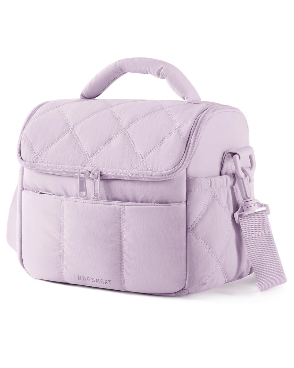 BAGSMART insulated lunch bag quilted front view, portable for work or travel