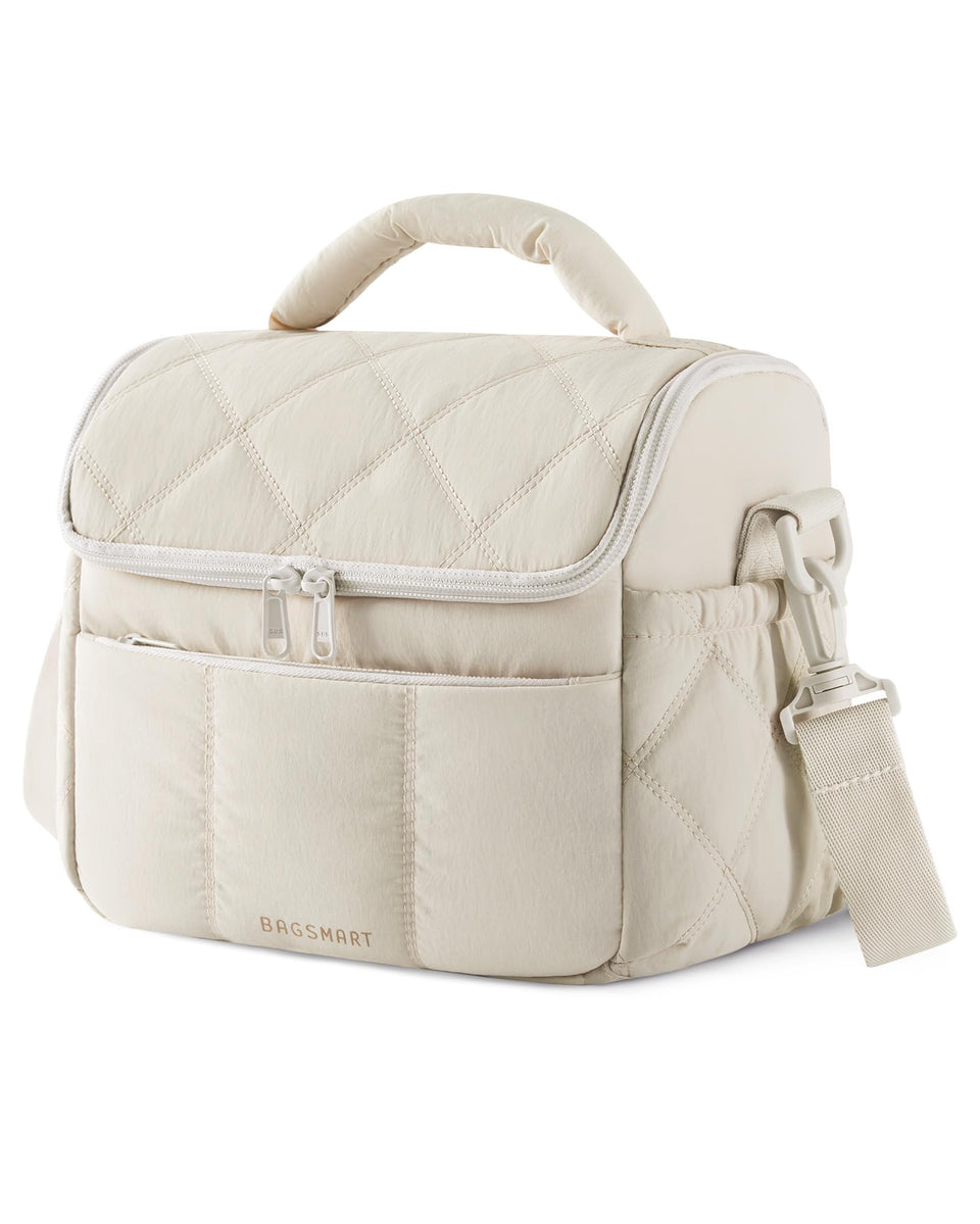 BAGSMART insulated lunch bag for women with chic puffer texture for everyday meals on the go