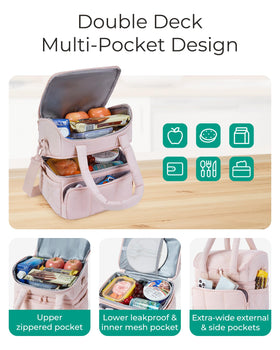 BAGSMART large capacity lunch tote fits a full day’s meals and beverages