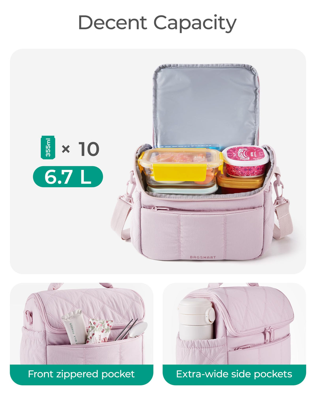 BAGSMART lightweight puffer lunch tote—easy to carry all day.
