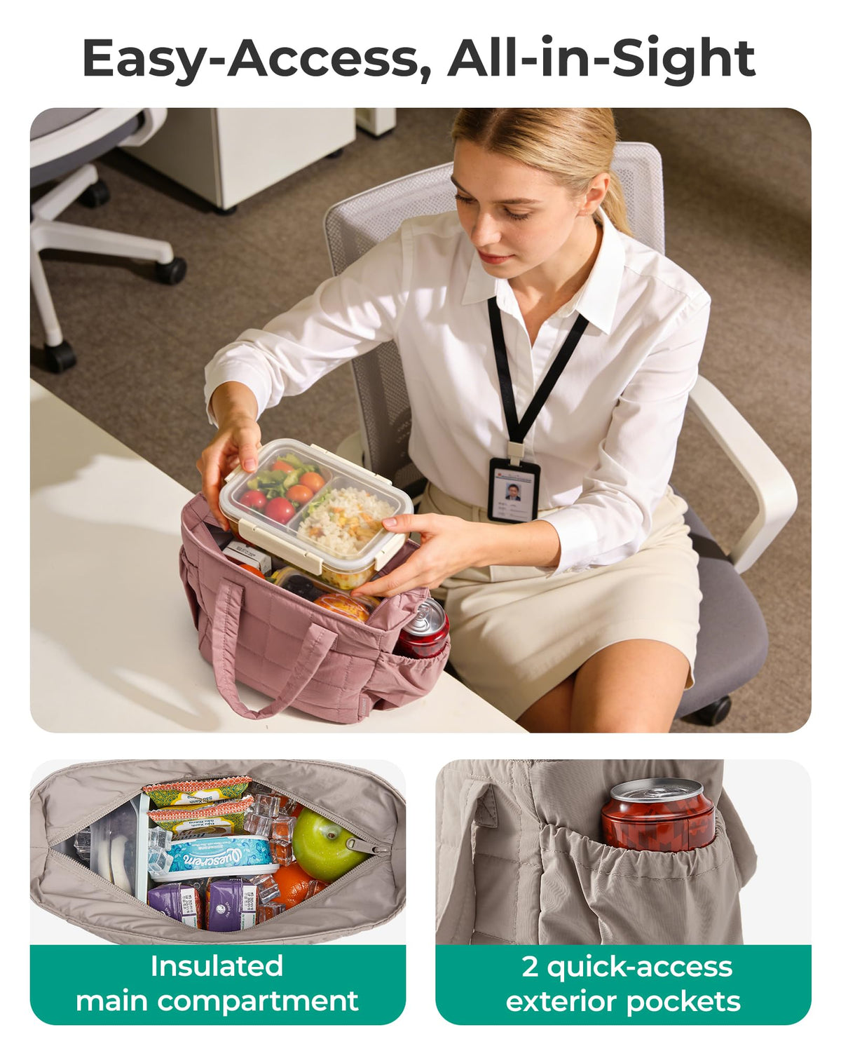 BAGSMART compact design with side pockets keeps utensils or small snacks organized.