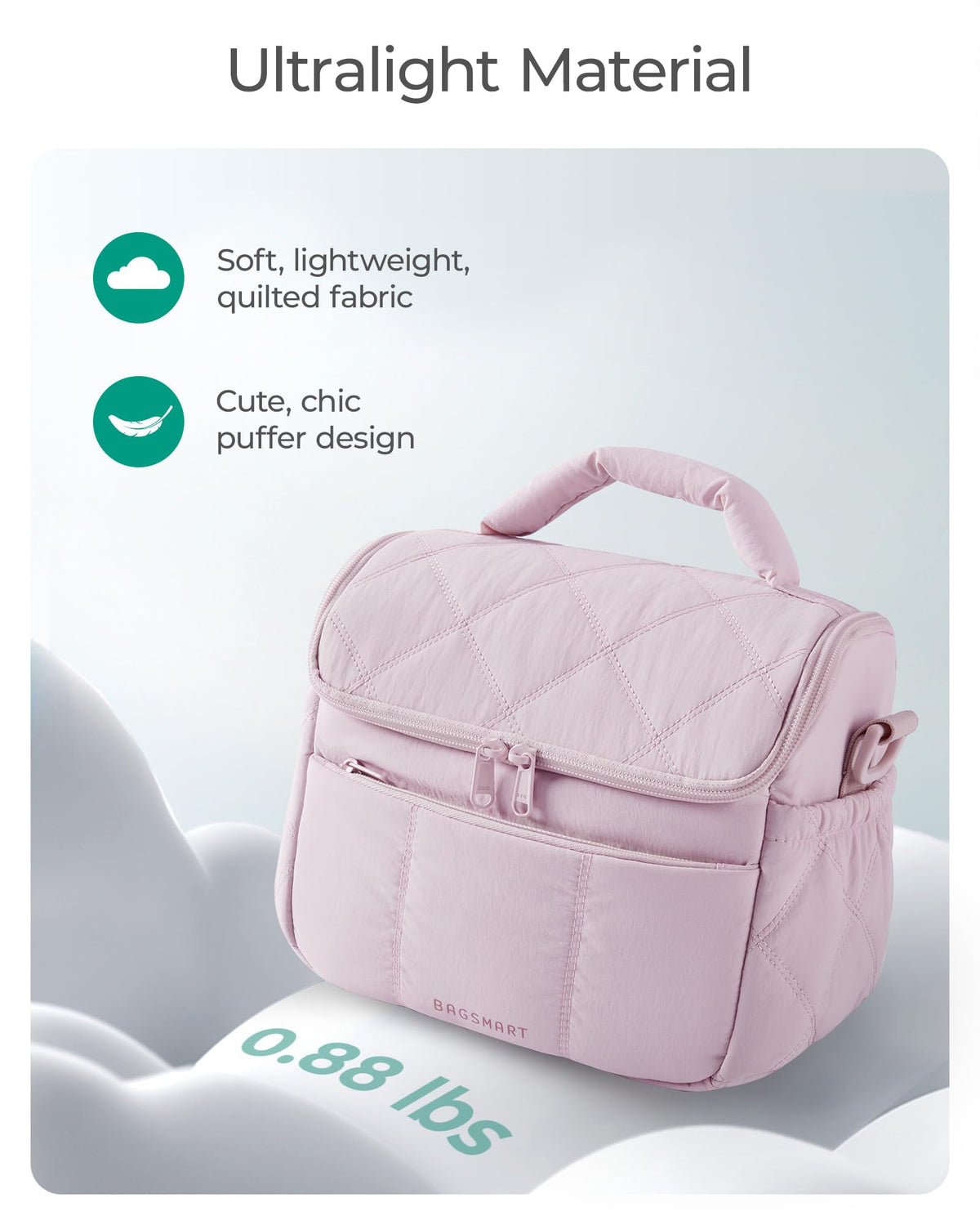 BAGSMART bag front pocket keeps phone and cards secure.
