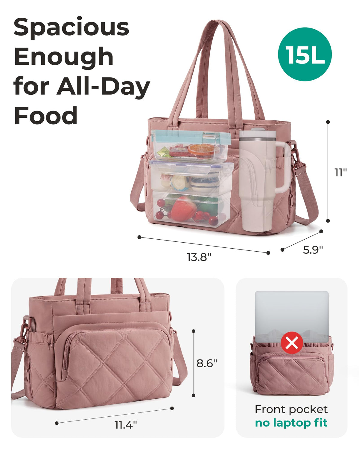 BAGSMART lunch bag insulation preserves freshness for hours during commutes.