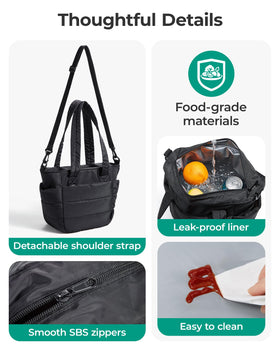 BAGSMART lunch bag women camel in-office use illustrates stylish quilted design.
