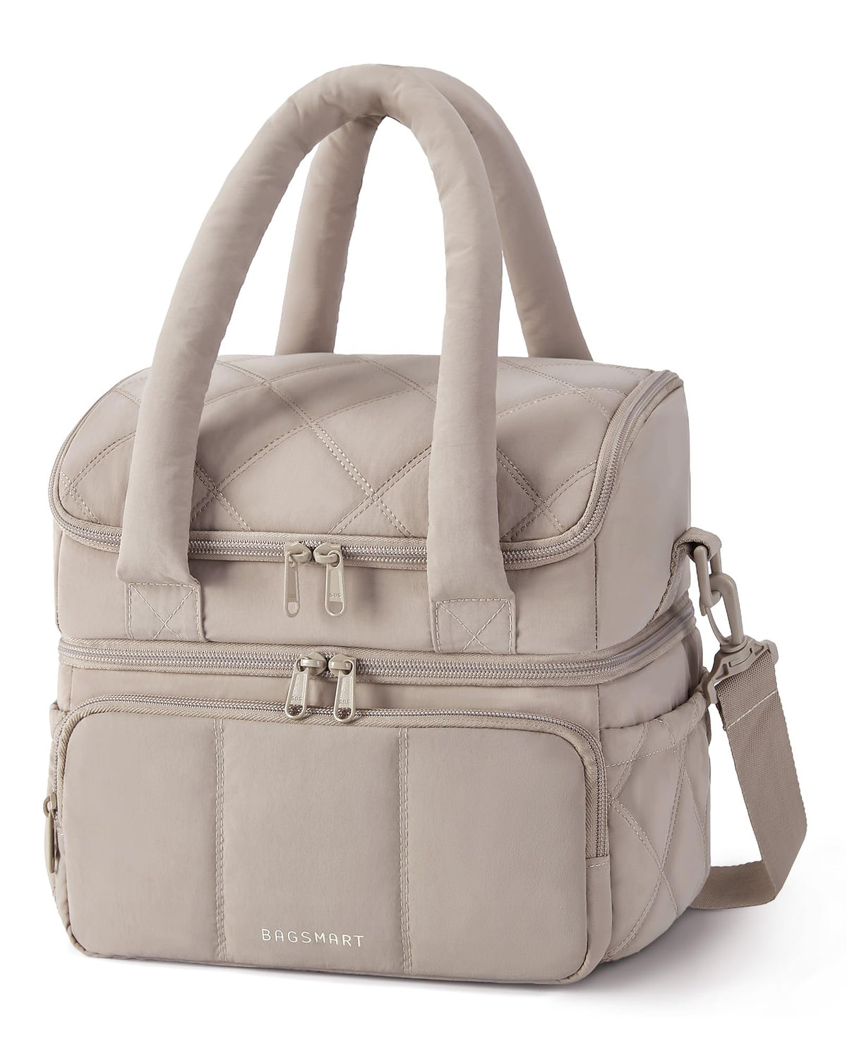 BAGSMART lunch bag women double-deck camel keeps meals organized for work or travel