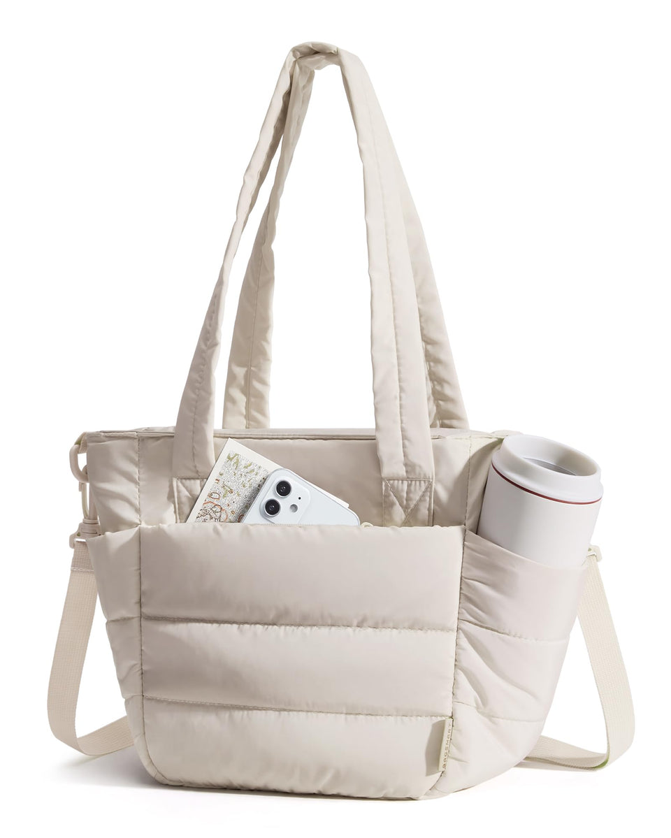BAGSMART lunch bag for women with insulated beige tote and easy carry