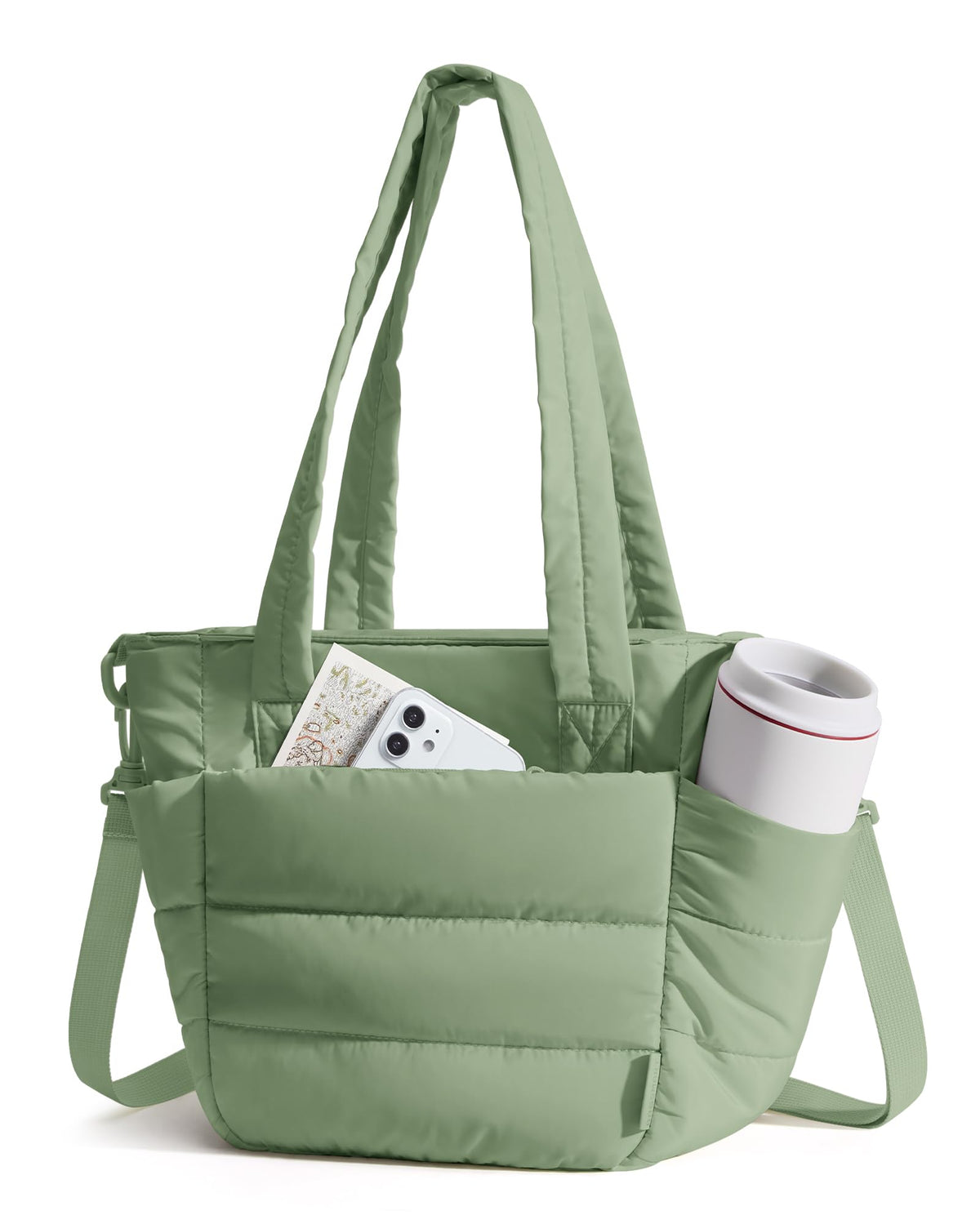 BAGSMART lunch bag women insulated tote green front view showing roomy compartments