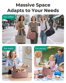 BAGSMART lunch bag tissue pocket with side zip for tissues easily.