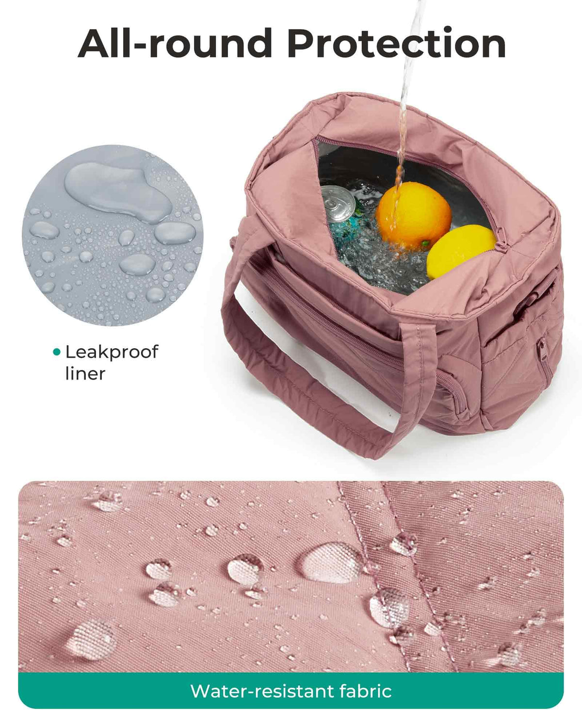 BAGSMART large-capacity lunch tote shows measurements for all-day meals.