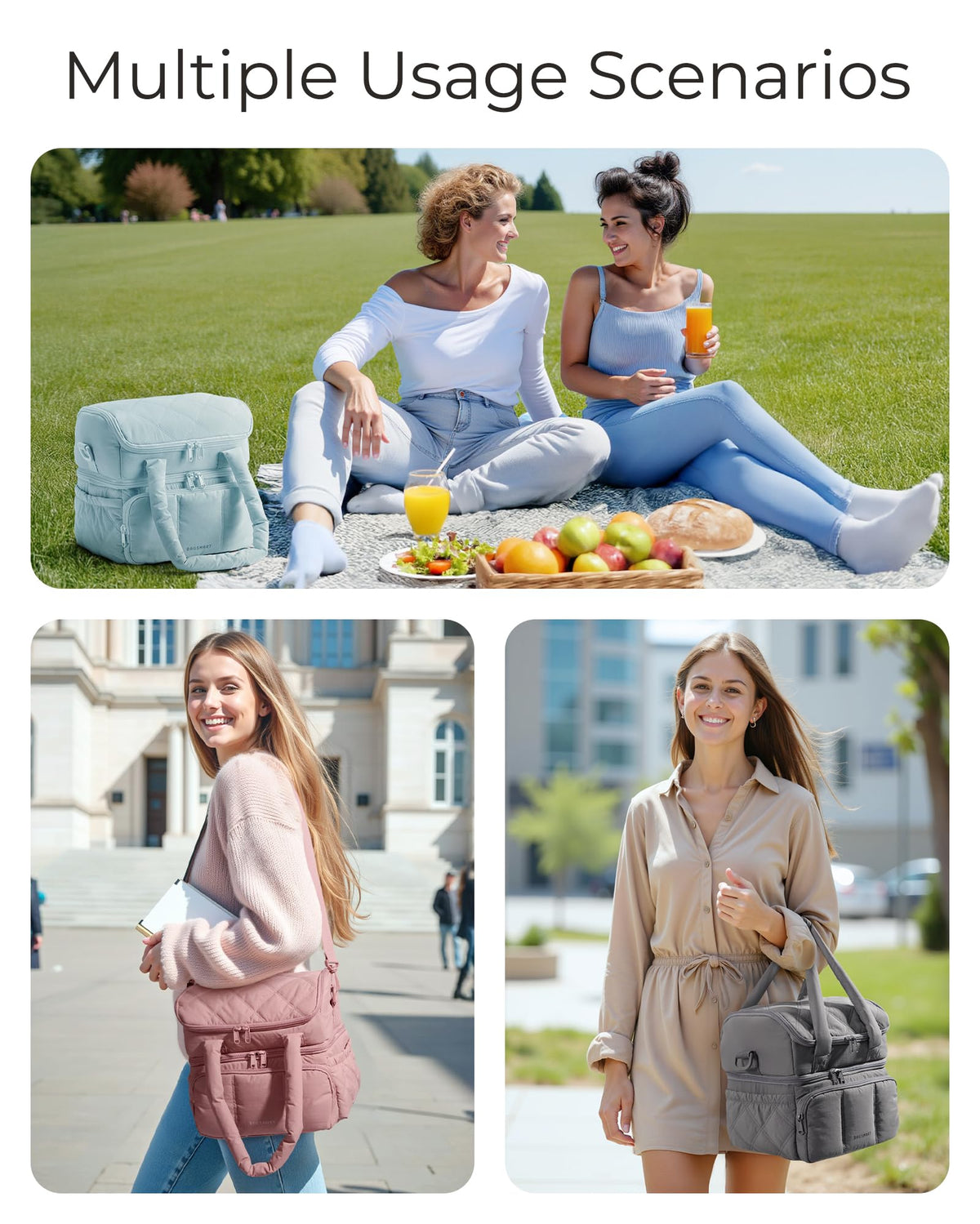 BAGSMART side pockets; extra space for water bottle or utensils.