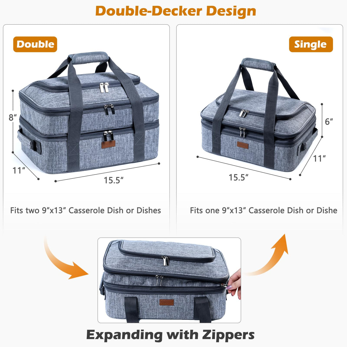 BAGSPRITE casserole carrier interior pad highlighting heavy insulation for temperature control
