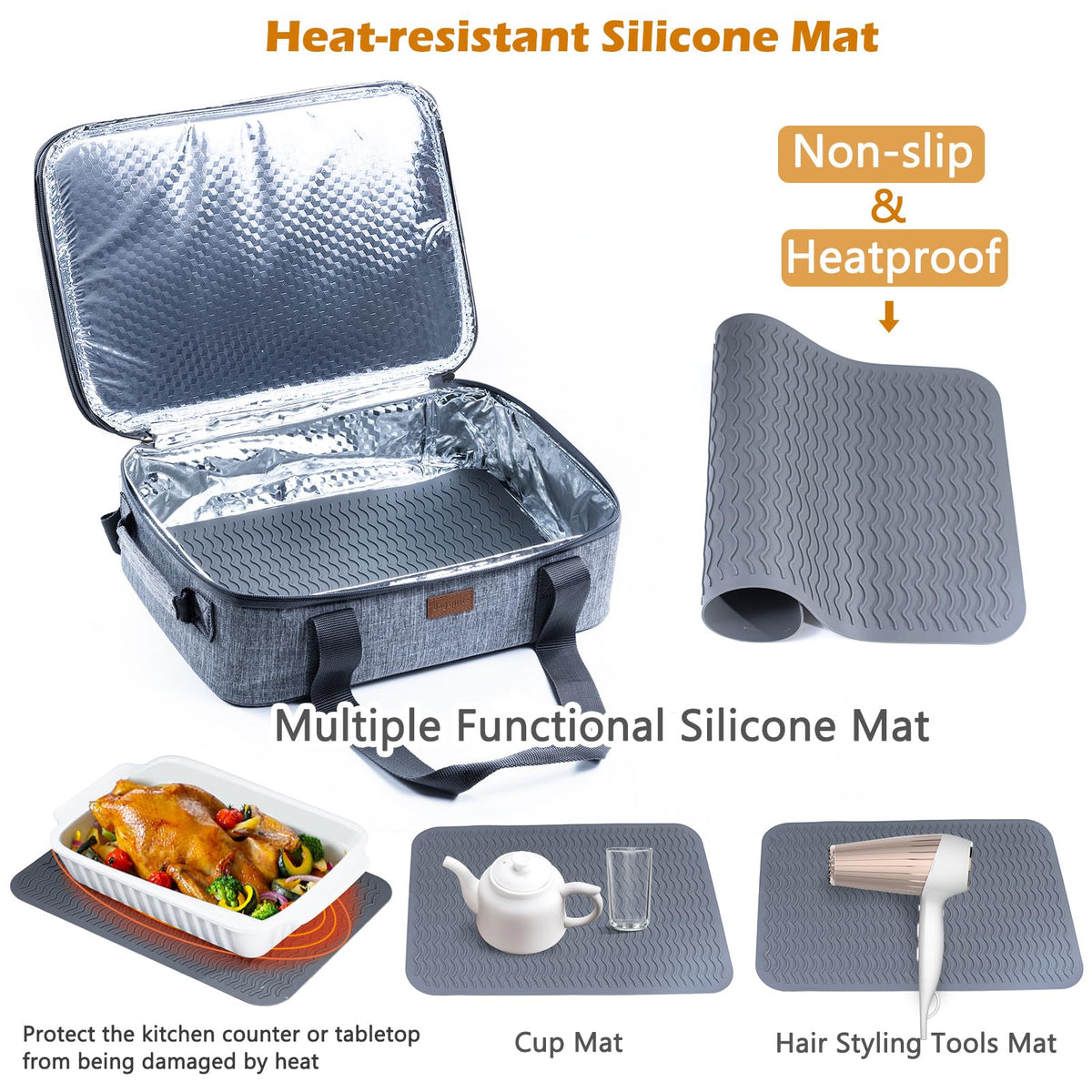 BAGSPRITE top pocket with zipper for plates and oven mitts