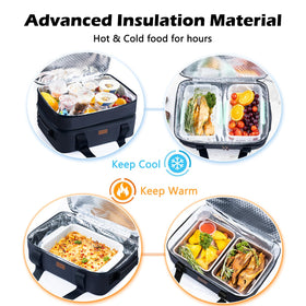 BAGSPRITE expandable top layer extension demonstrates loading space for dishes.