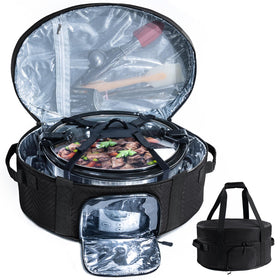 BAGSPRITE insulated slow cooker bag with see-through window for easy temp checks on the go