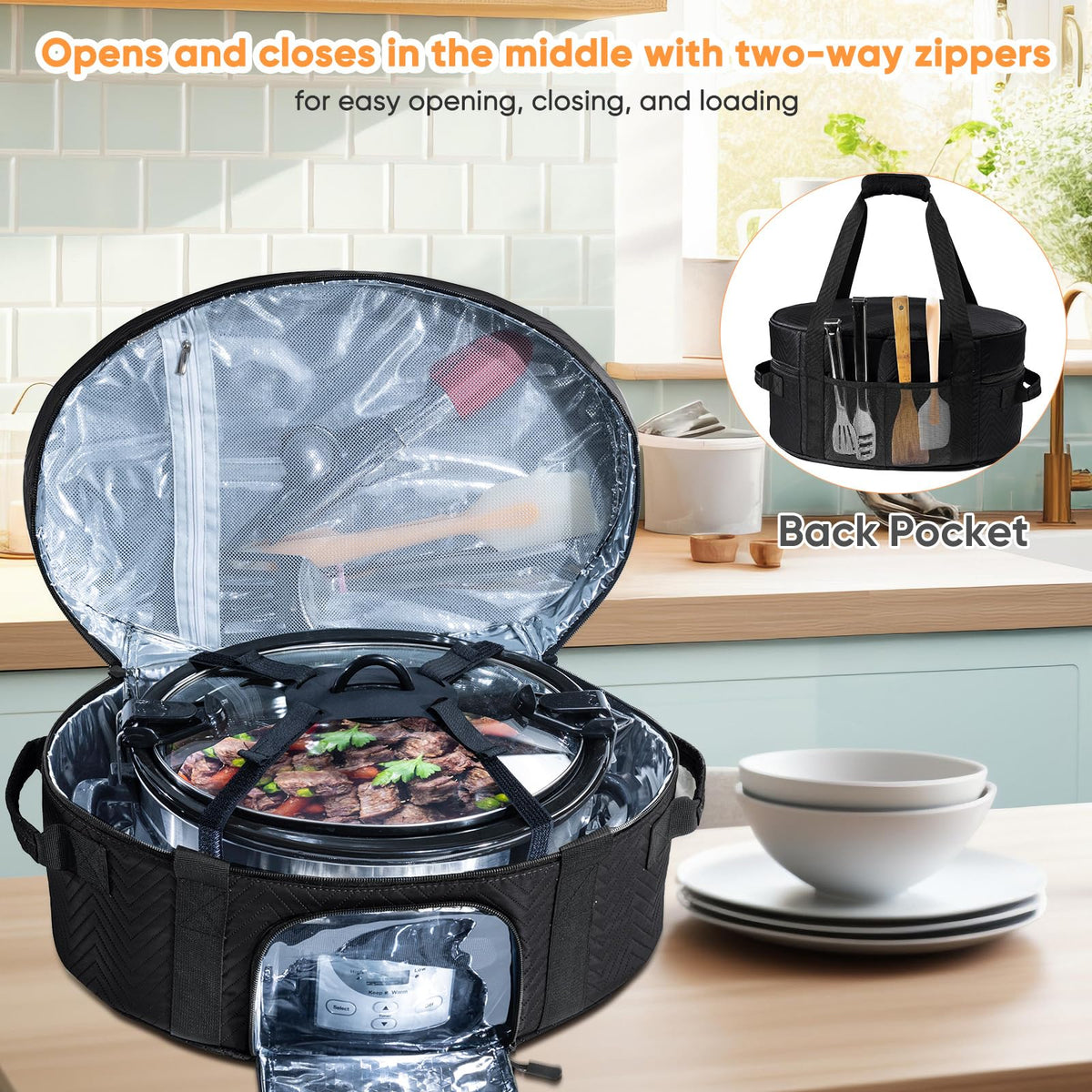 BAGSPRITE insulated lining preserves warmth for hours after you reach your destination