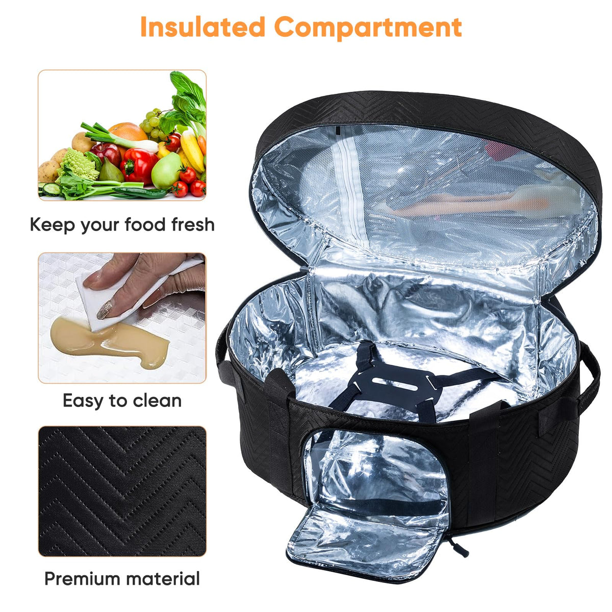 BAGSPRITE two-way zipper provides easy access during setup and serving