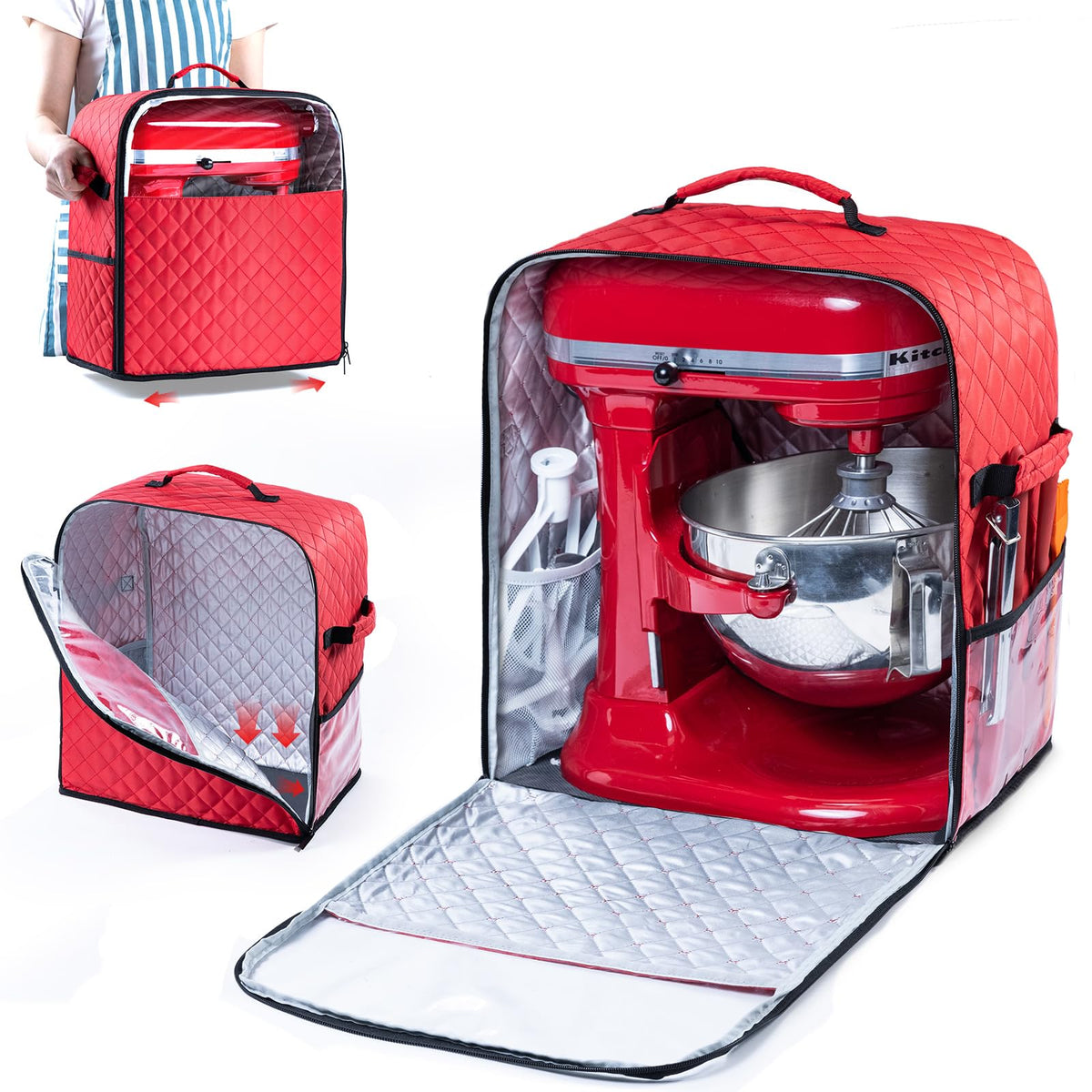 BAGSPRITE stand mixer cover with slider mat enabling safer movement of a heavy mixer.