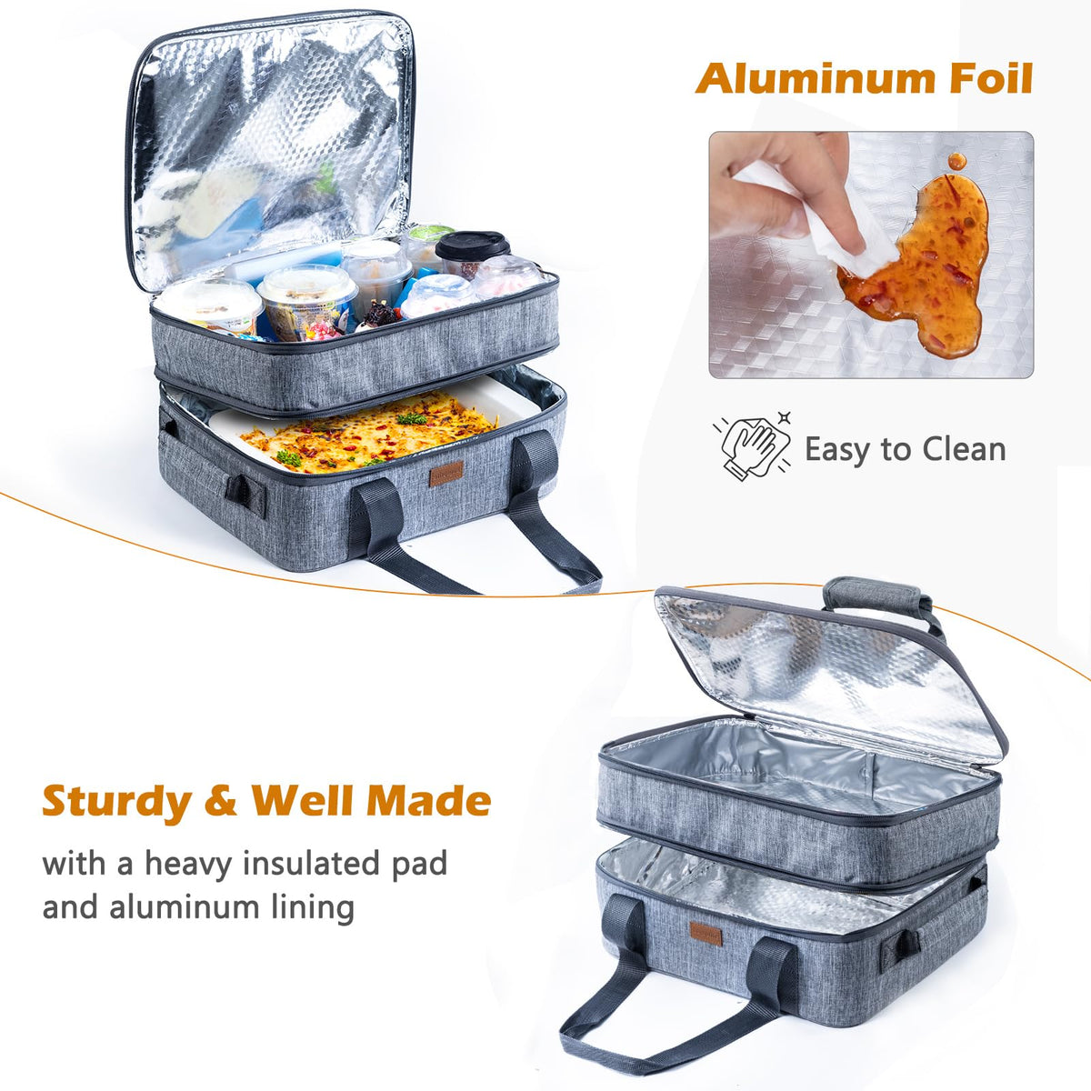 BAGSPRITE sturdy aluminum lining is easy to wipe clean