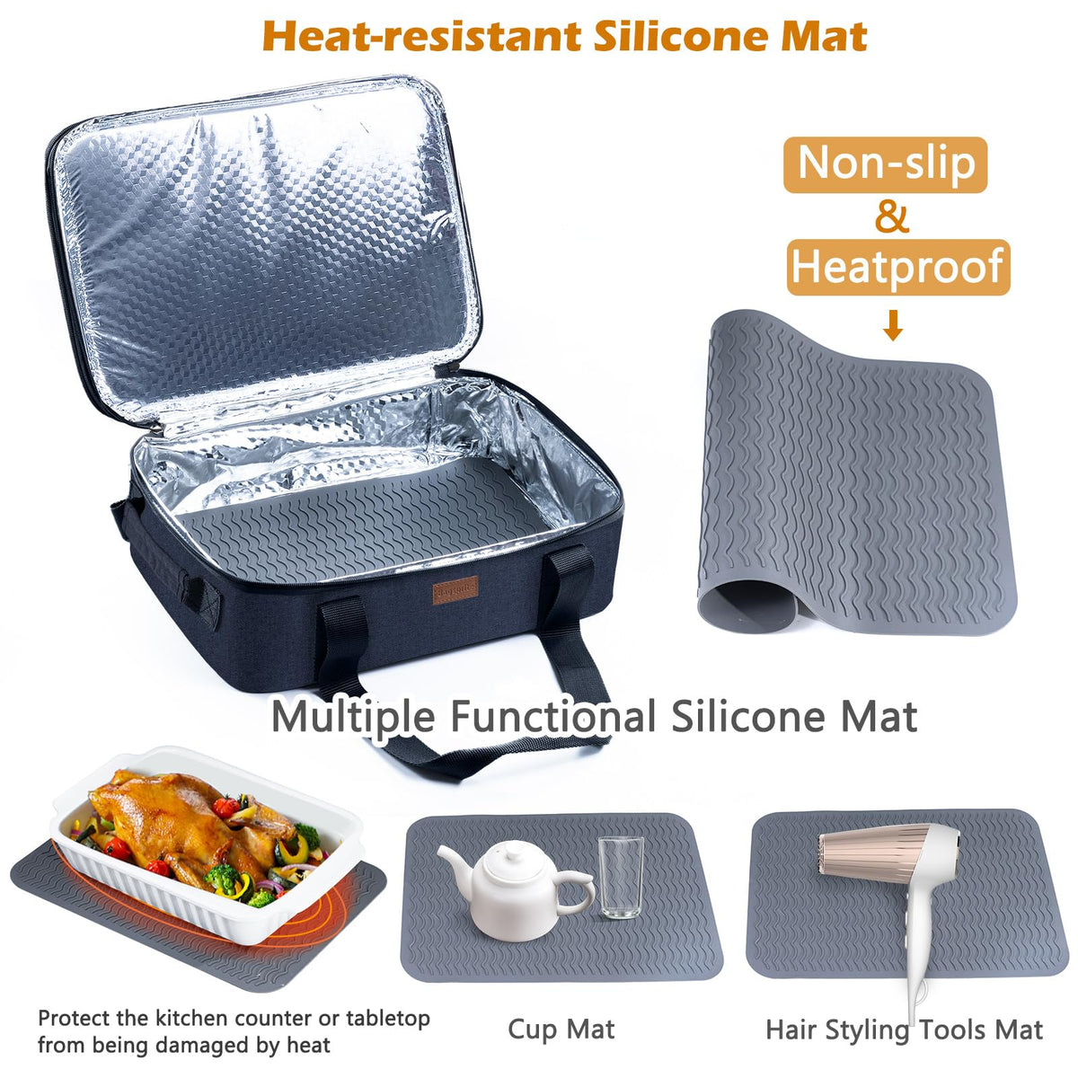 BAGSPRITE top pocket holds plates and oven mitts securely.