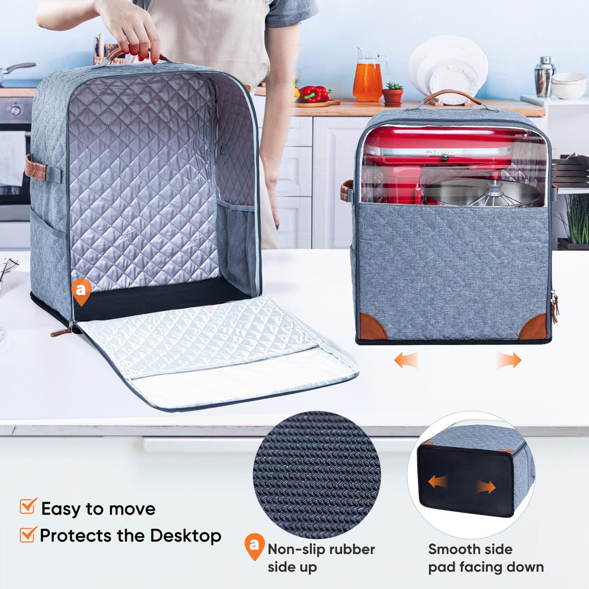 BAGSPRITE water-resistant quilted nylon protects against spills