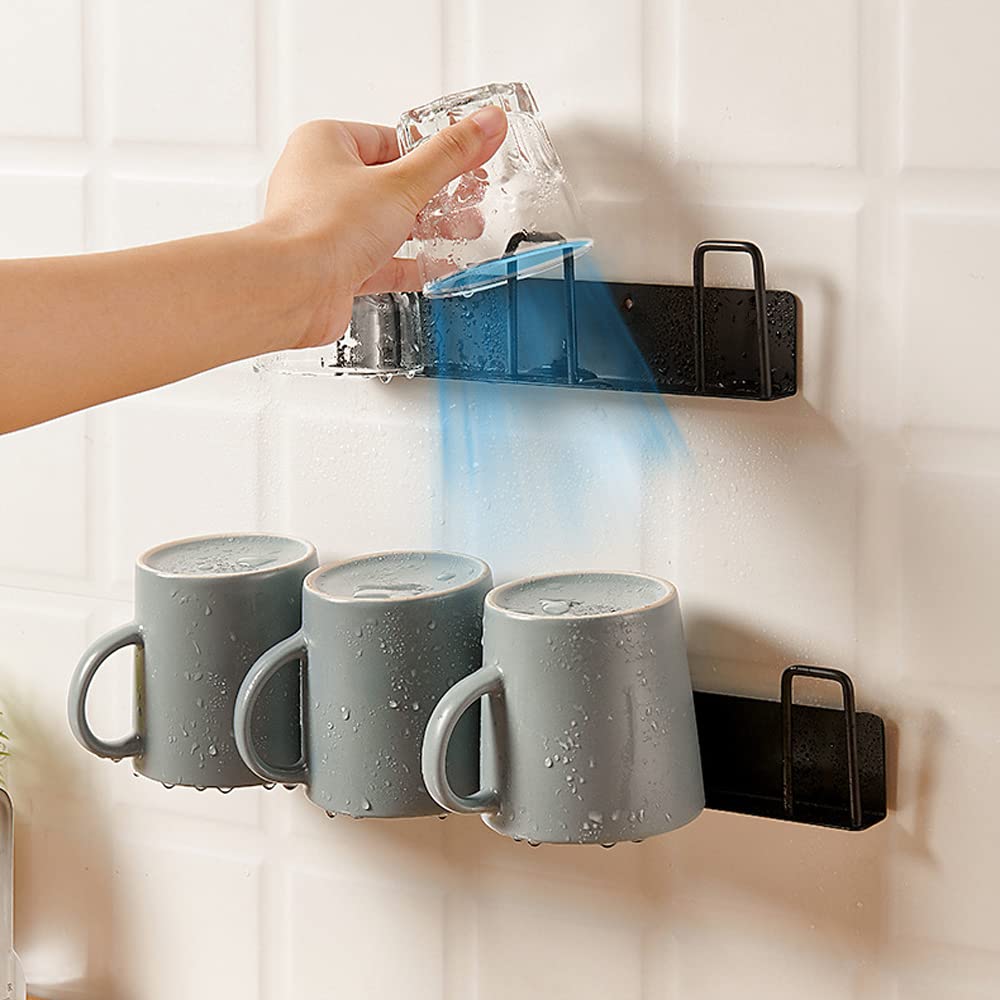 BAIEUEJO wall-mounted mug holder with four cup slots for convenience.