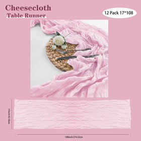 Bailarina pink sheer runner complements chairs sashes and party decor.