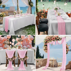Bailarina pink table runner with wrinkle texture, ideal for birthdays and celebrations.