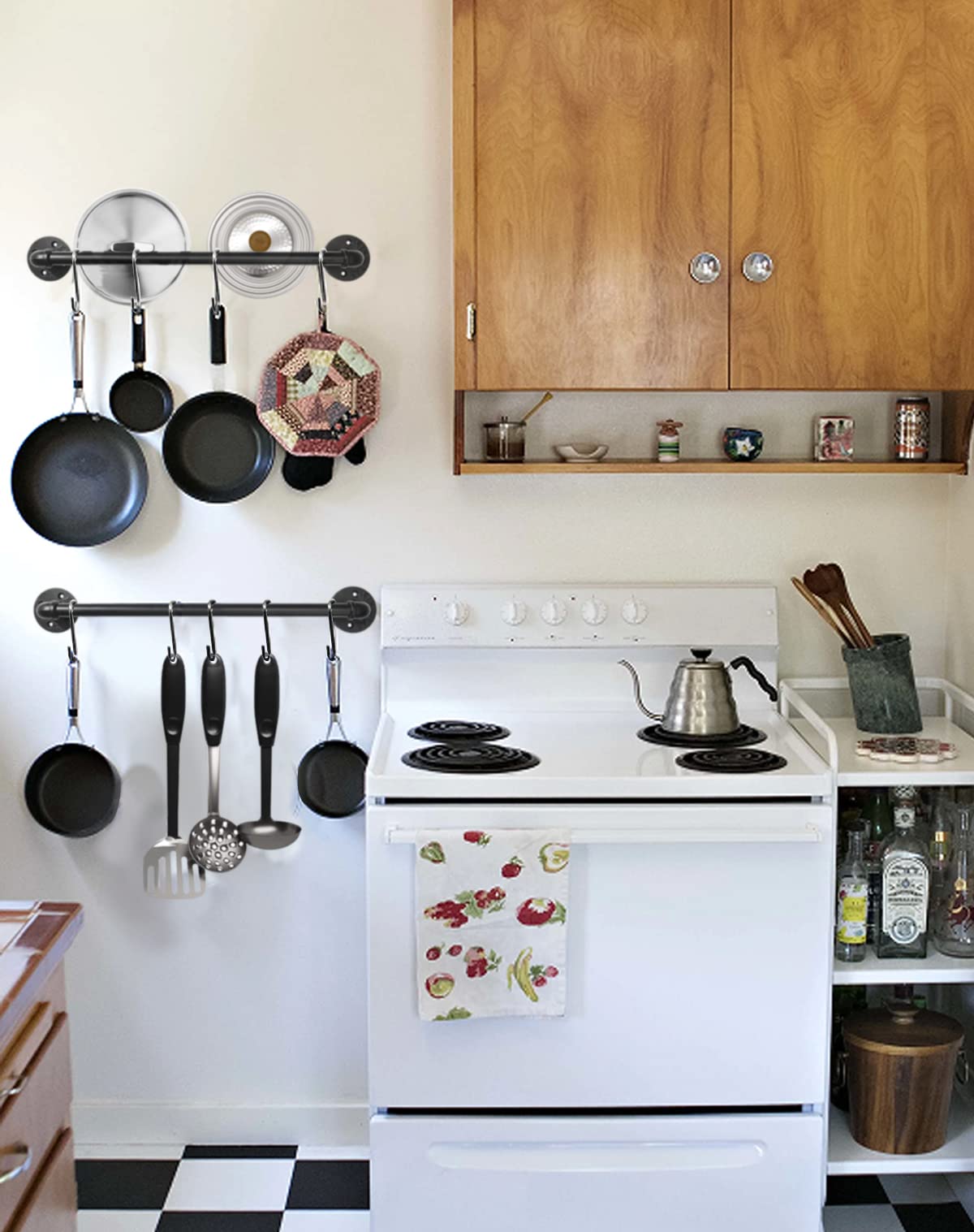 Bailoo industrial kitchen rack designed for pots, lids, and utensils storage.
