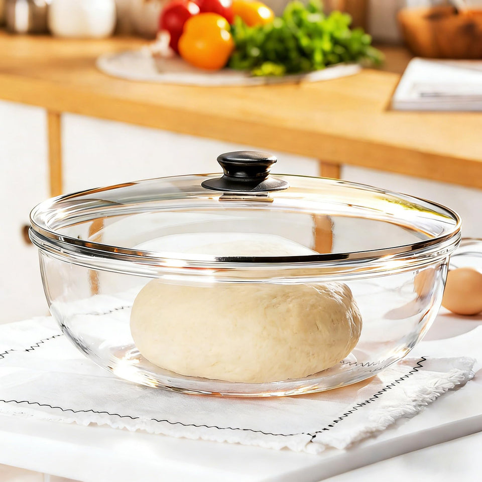 Bairuiin 6-quart glass bowl with lid for visible sourdough proofing and storage.