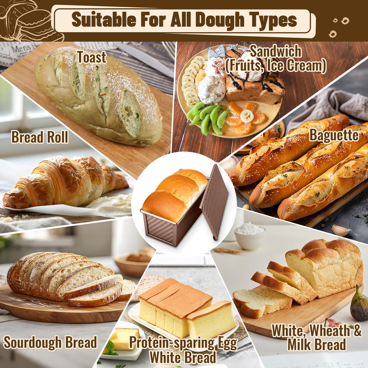 Complete loaf pan set with lids for organized baking