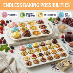BAKE BOSS 2-pack set supports eggs bites, cupcakes, muffins and more.