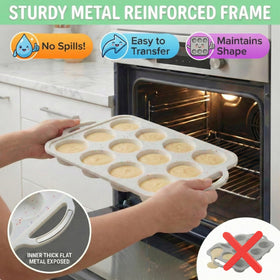 BAKE BOSS pan used for freezing and meal prep versatility.