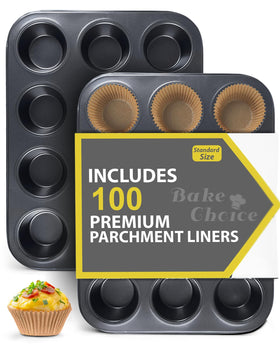 Bake Choice 2-Pack Muffin Pan Set, 12 cups, for even baking and batch perfection