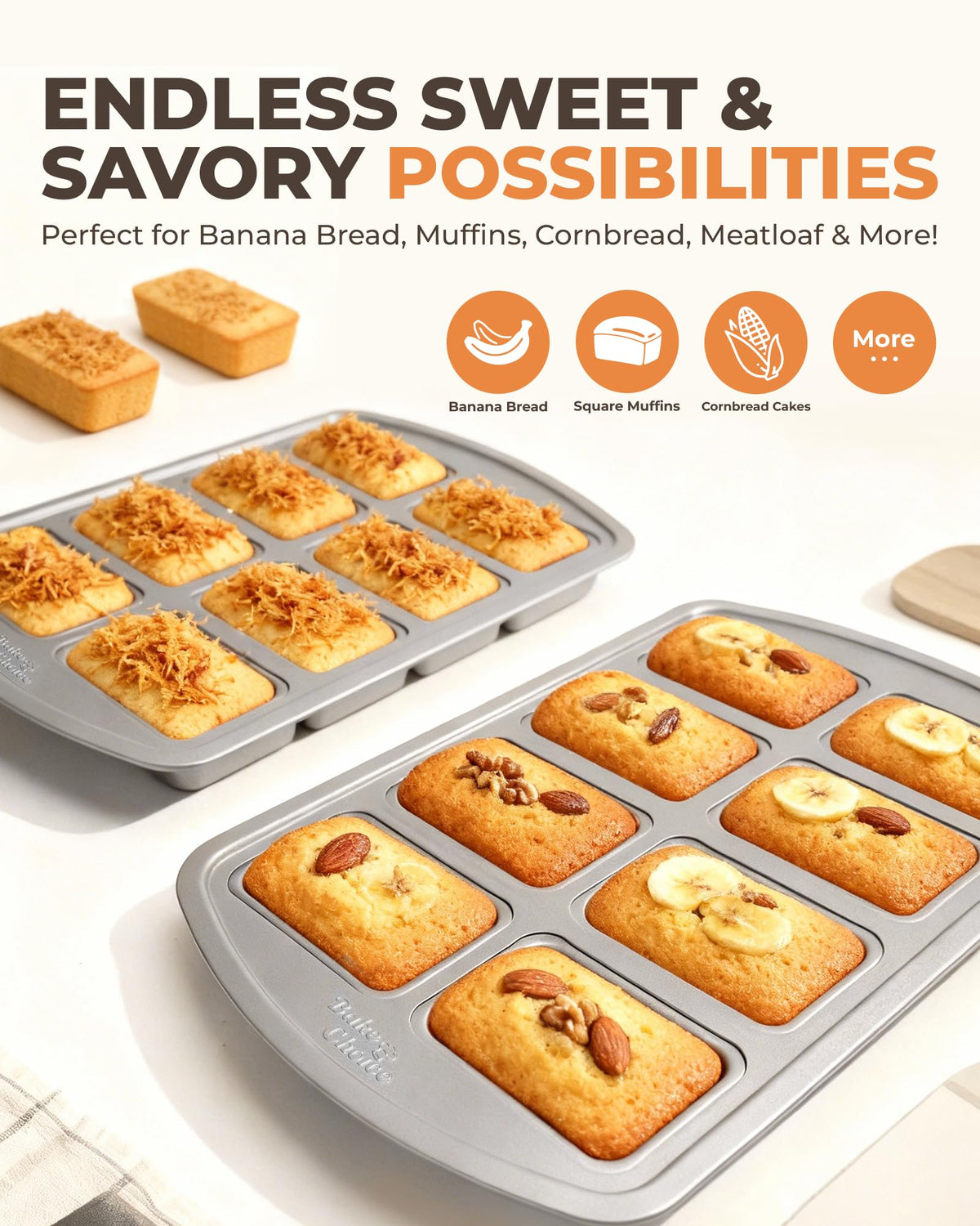 Bake Choice carbon steel pan close-up highlights durable construction for consistent oven heat.