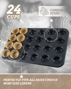 Bake Choice carbon steel pan delivers even heat distribution for muffins