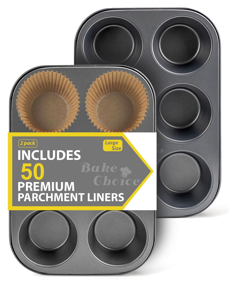 Bake Choice jumbo muffin pan with 6 cups for large bakery-style muffins