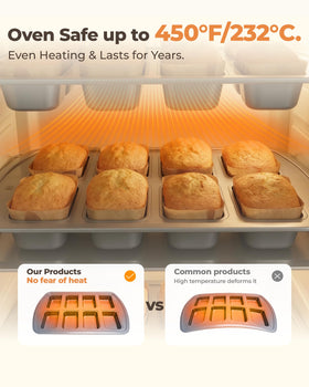 Bake Choice non-stick coating contrasts easy release and quick cleanup after baking.